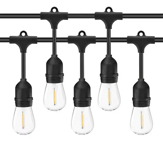 Waterproof Solar LED Outdoor String Lights 1W Retro Edison Globe Bulbs Soft White 48 FT Create Cafe Ambience in Your Yard, Pergola