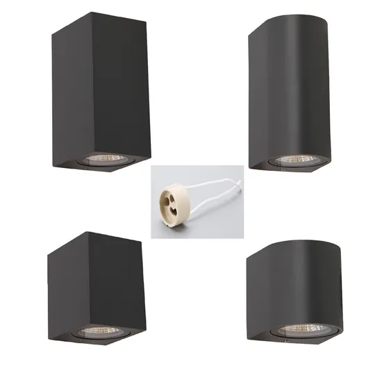 Durable Aluminum Outdoor Waterproof GU10 Lamp Holder Wall Lamp for Outdoor Spaces and Gardens 