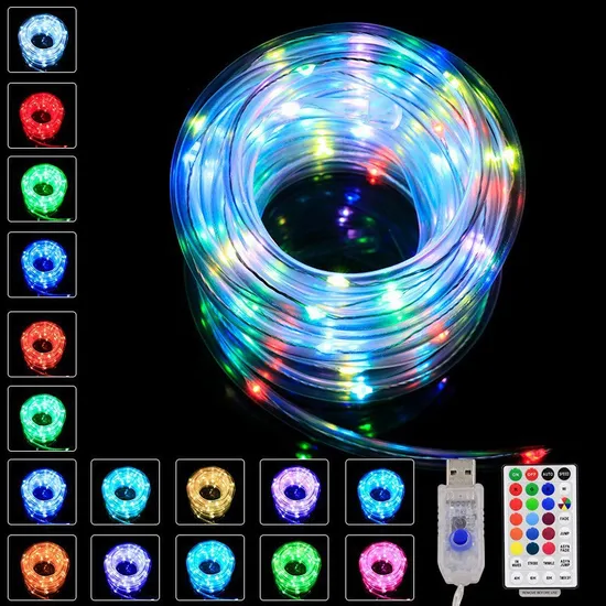Solar Christmas Decoration Rope LED Strip Lights with Outdoor Party Garden Yard 